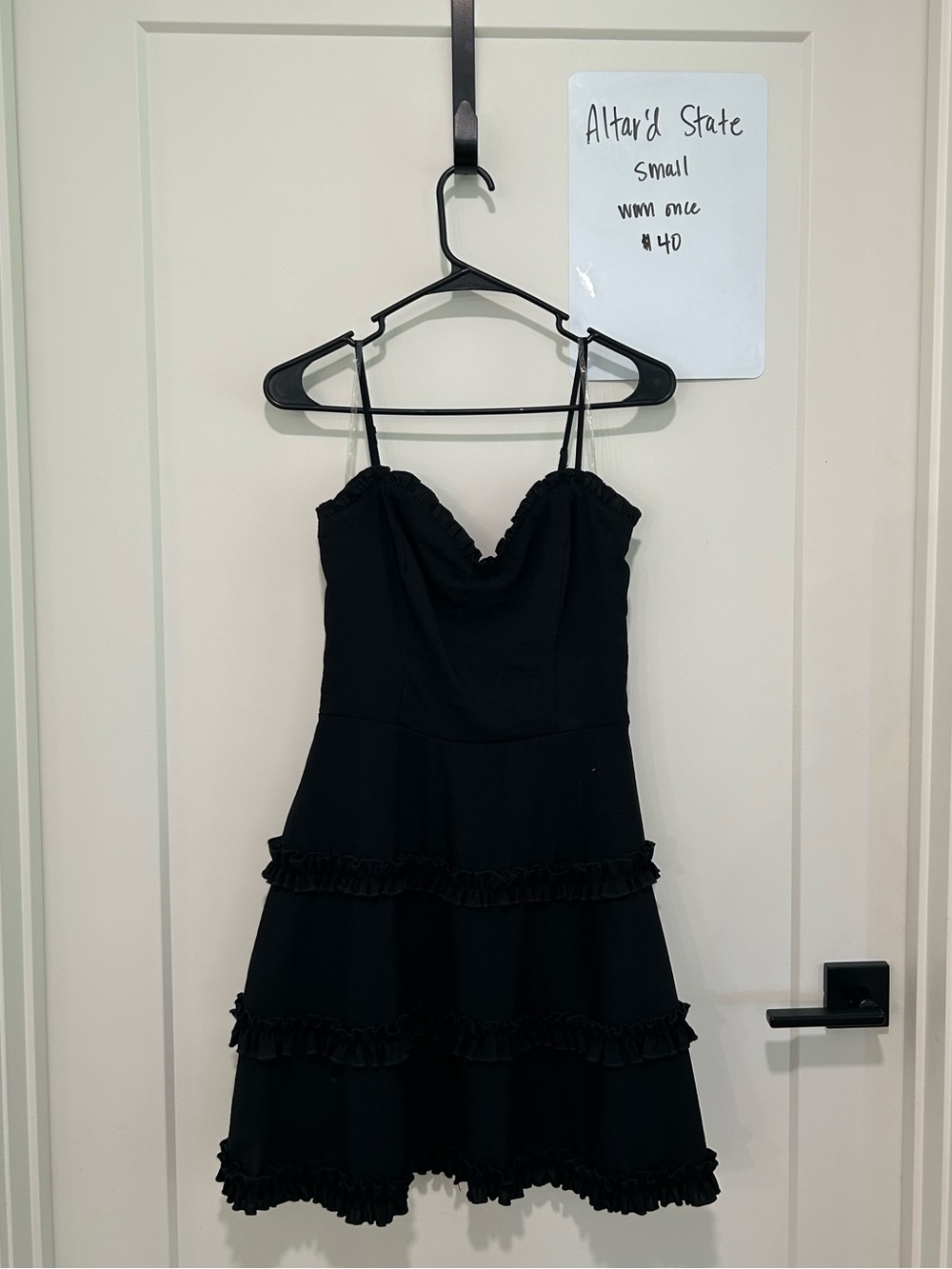 Altar'd State Black Ruffle Tiered Spaghetti-Strap Dress for Kids